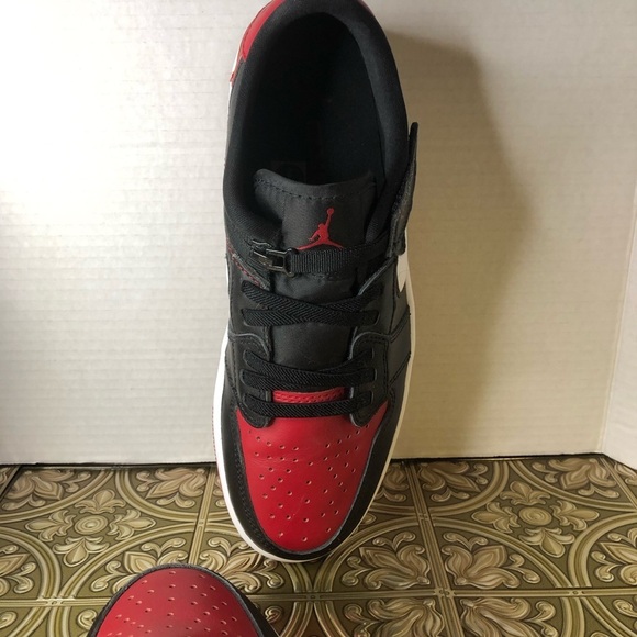 NIKE AIR JORDAN 1 LOW FLYEASE (GS) Jordan Black and Red Sneakers Men’s size 8 - Picture 13 of 16